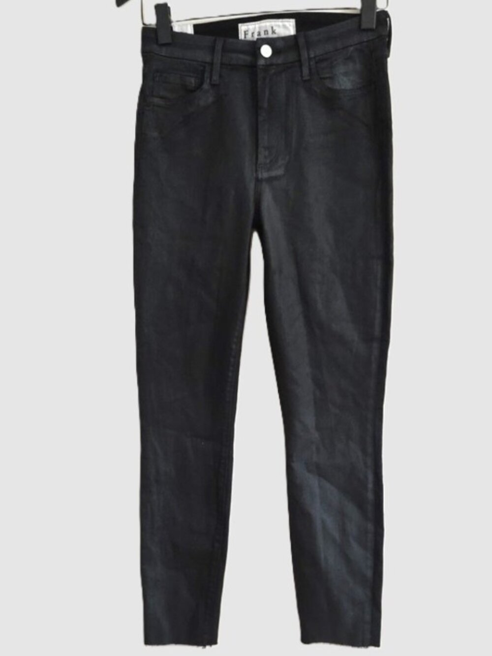 NEW $298 FRANK & EILEEN SLIGO BLACK SKINNY JEANS IN METALLIC OPAL WAX SIZE  27